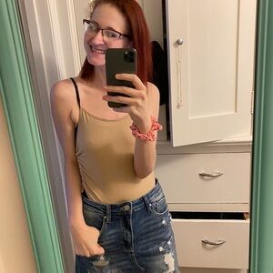 Nanamacs Beige Ruched Bodysuit Size Small